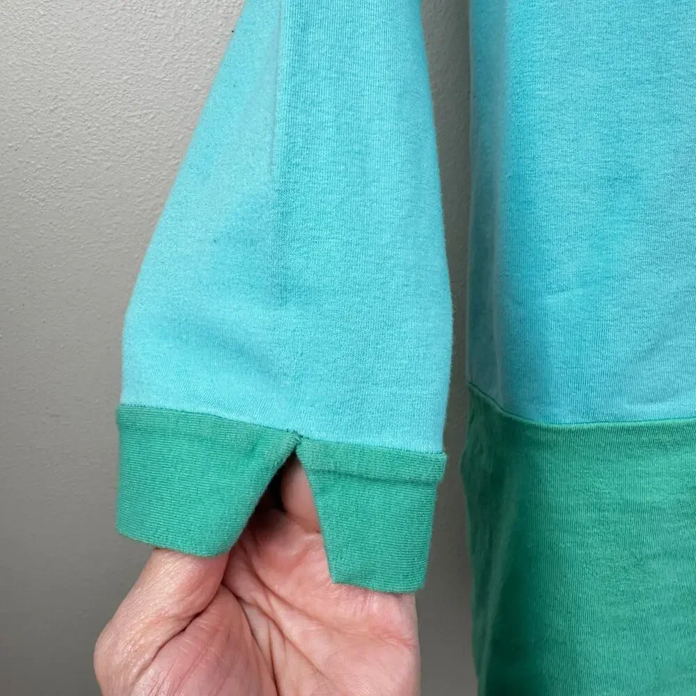 Kate Spade Knit Top Boatneck Color Block Turquoise Green Small Preppy Classic